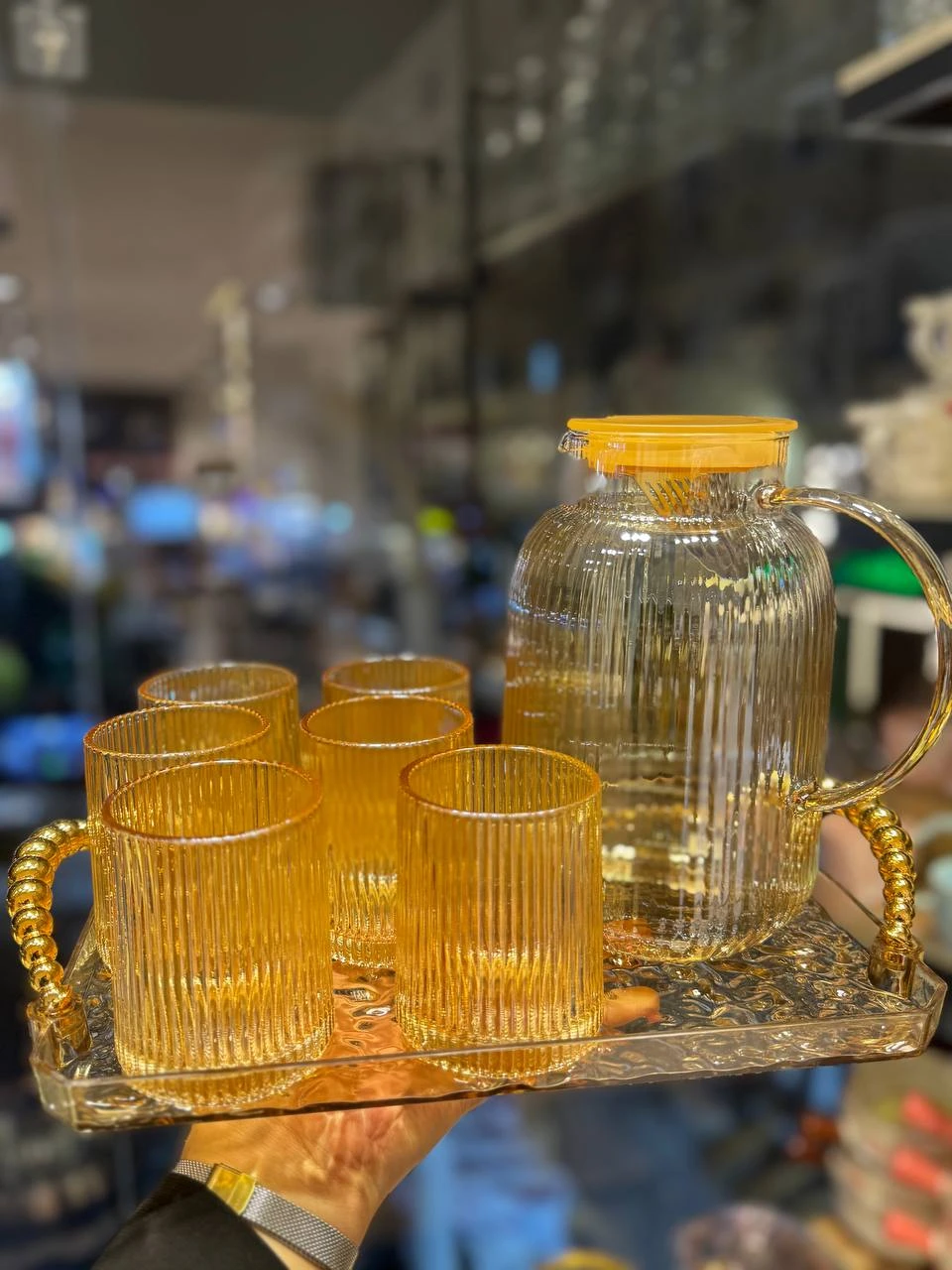 طقم شربات زجاج 8 قطع بالصينيه