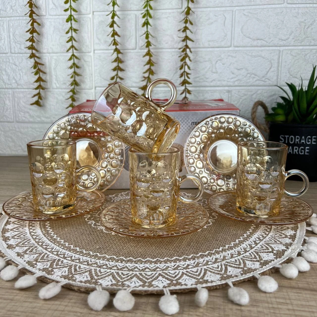 6 فناجين شاي + 6 طبق فنجان